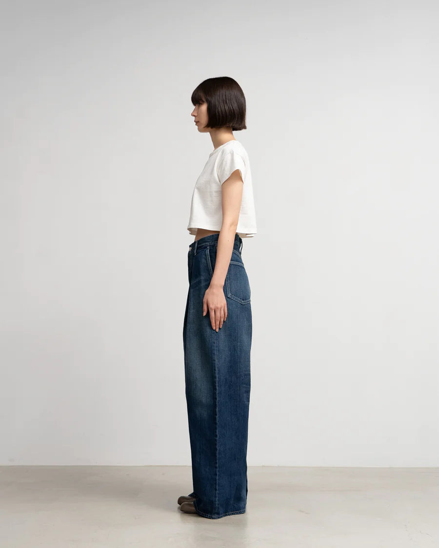 Graphpaper Selvage Denim Two Tuck Wide Pants - DARK FADE