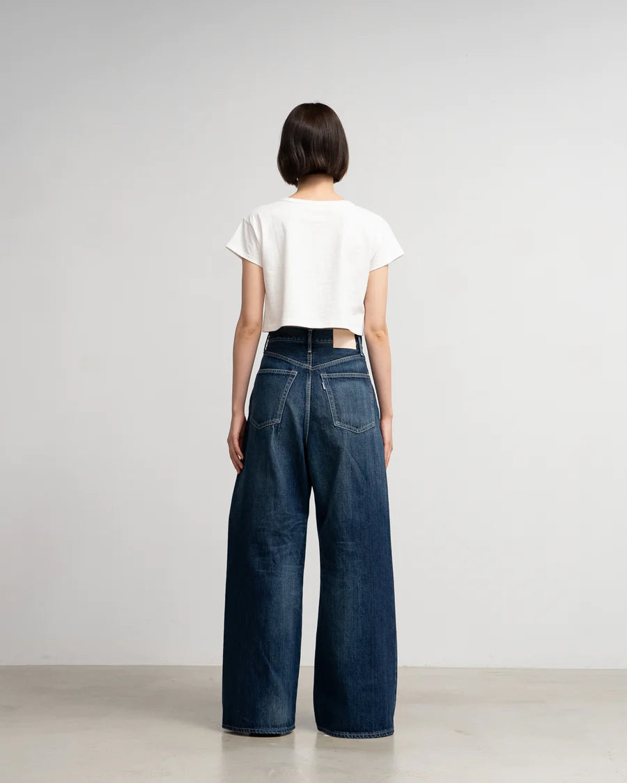 Graphpaper Selvage Denim Two Tuck Wide Pants - DARK FADE