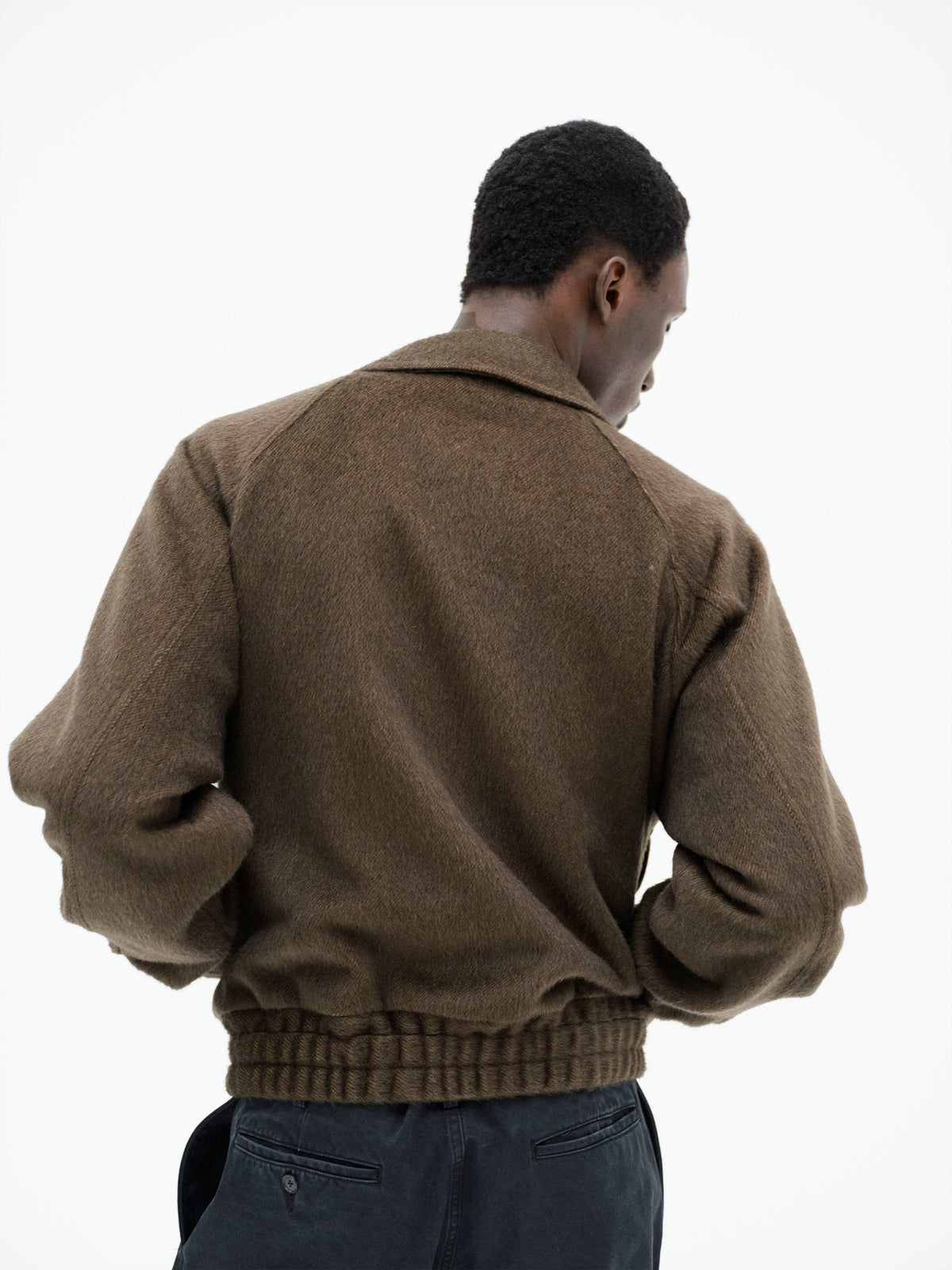 AURALEE HAIRY WOOL MOHAIR CHAMBRAY BLOUSON
