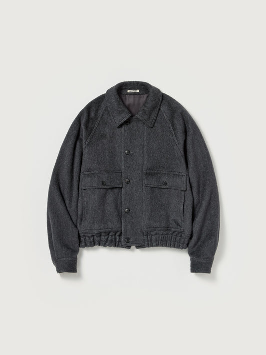 AURALEE HAIRY WOOL MOHAIR CHAMBRAY BLOUSON