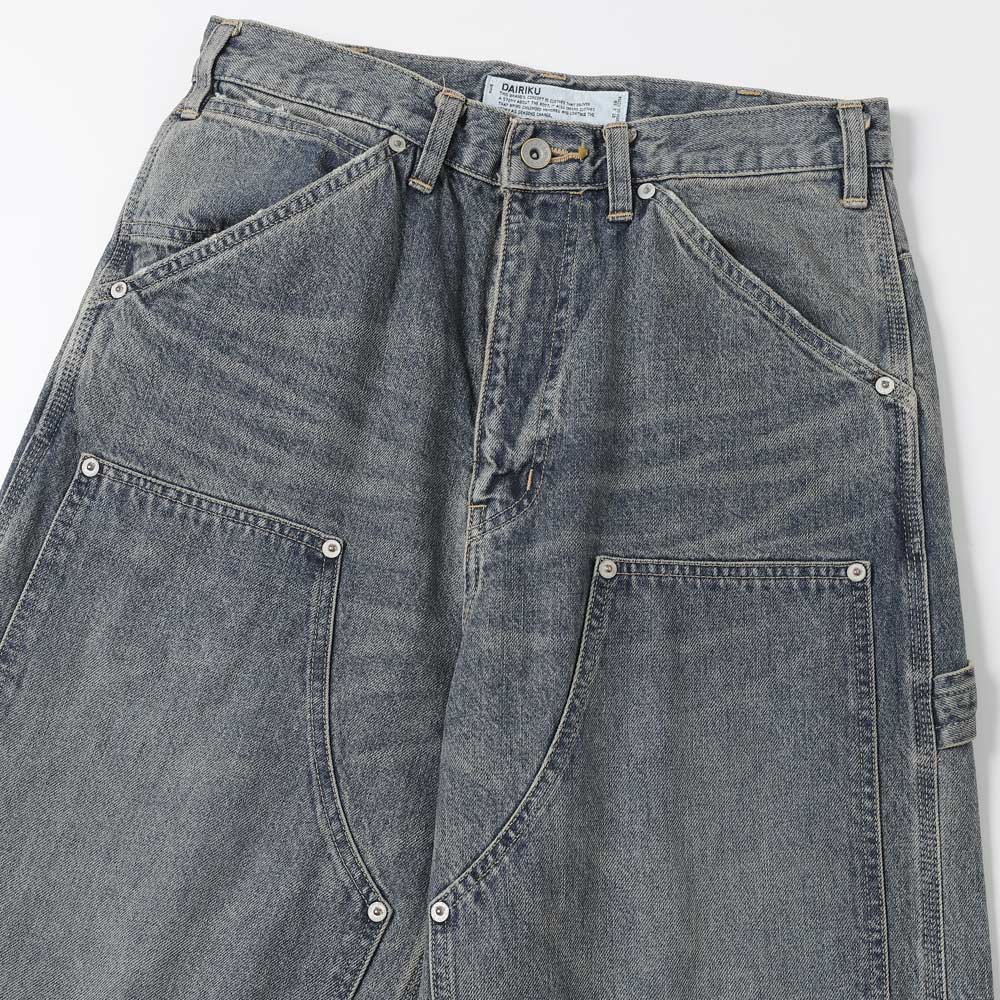 DAIRIKU Vintage Washed Painter Denim Wide Pants