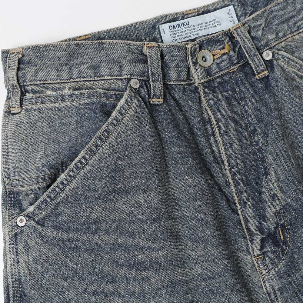 DAIRIKU Vintage Washed Painter Denim Wide Pants