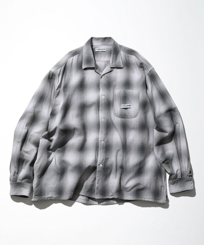 CAHLUMN Magazine Pocket Open Collar Shirt (Ombre)