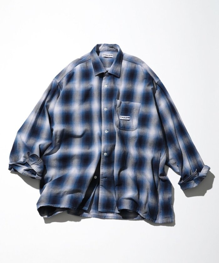 CAHLUMN Magazine Pocket Open Collar Shirt (Ombre)