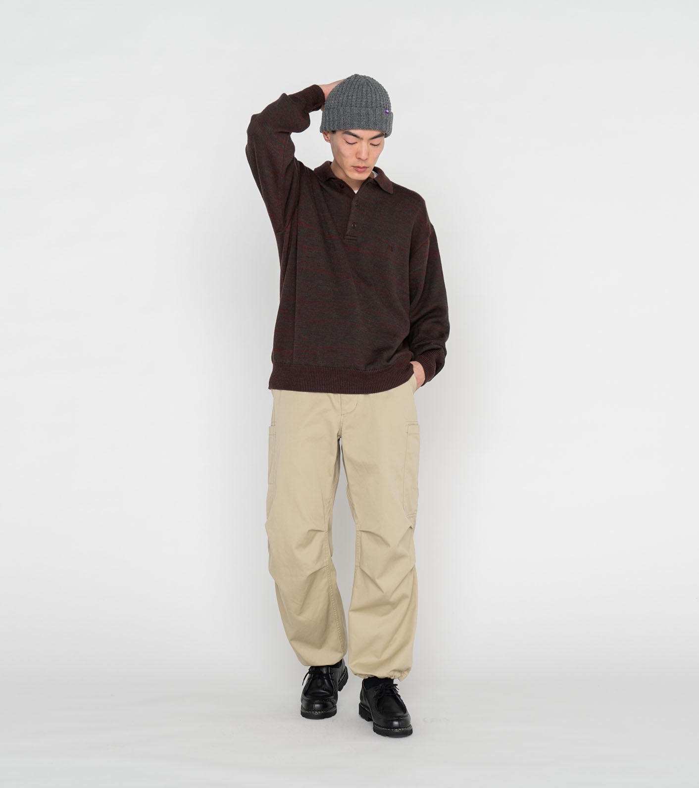 THE NORTH FACE PURPLE LABEL Merino Field Striped Polo Sweater