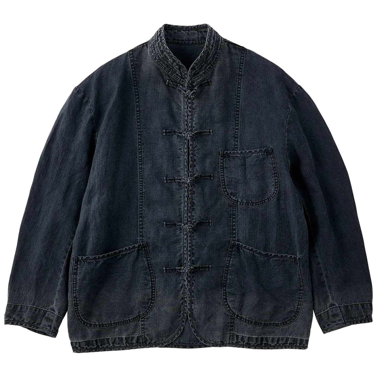 Porter Classic BLACK LINEN CHINESE JACKET