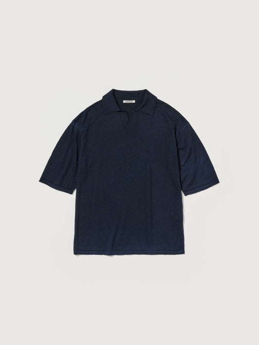 AURALEE PRODUCT DYED WOOL KNIT POLO
