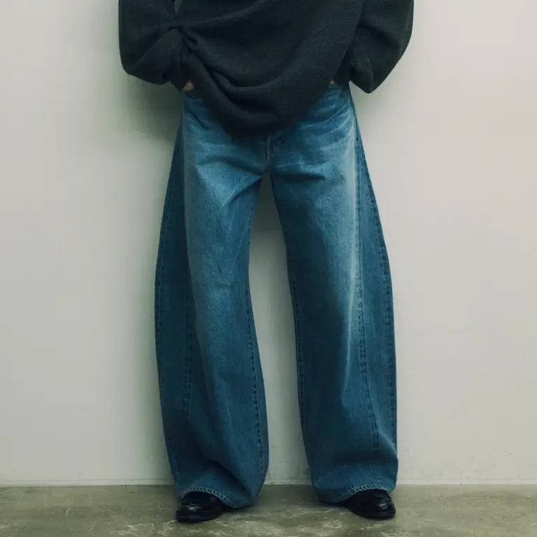 ssstein DEFORMATION WIDE DENIM JEANS