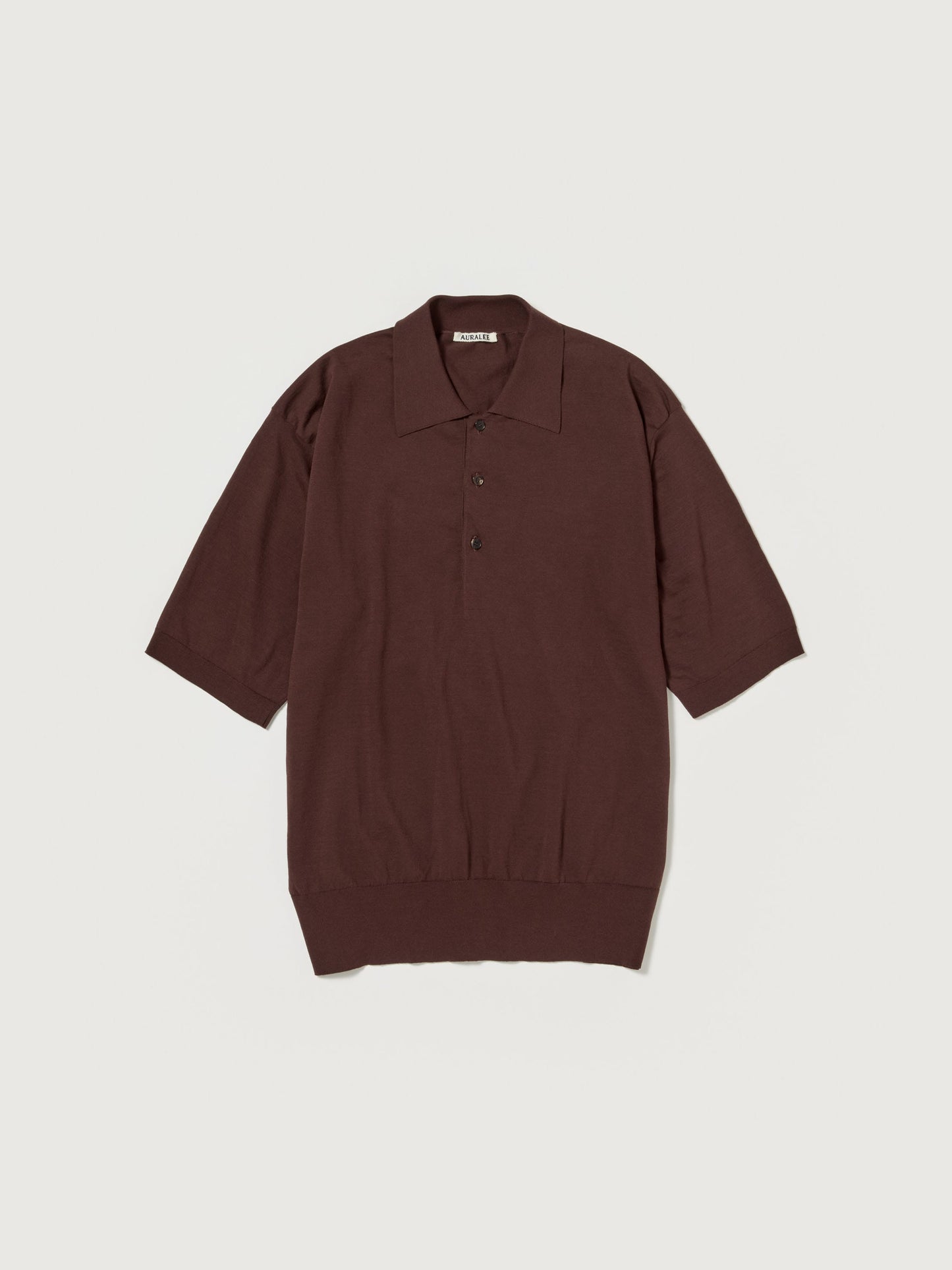 AURALEE SUPER HIGH GAUGE COTTON KNIT POLO