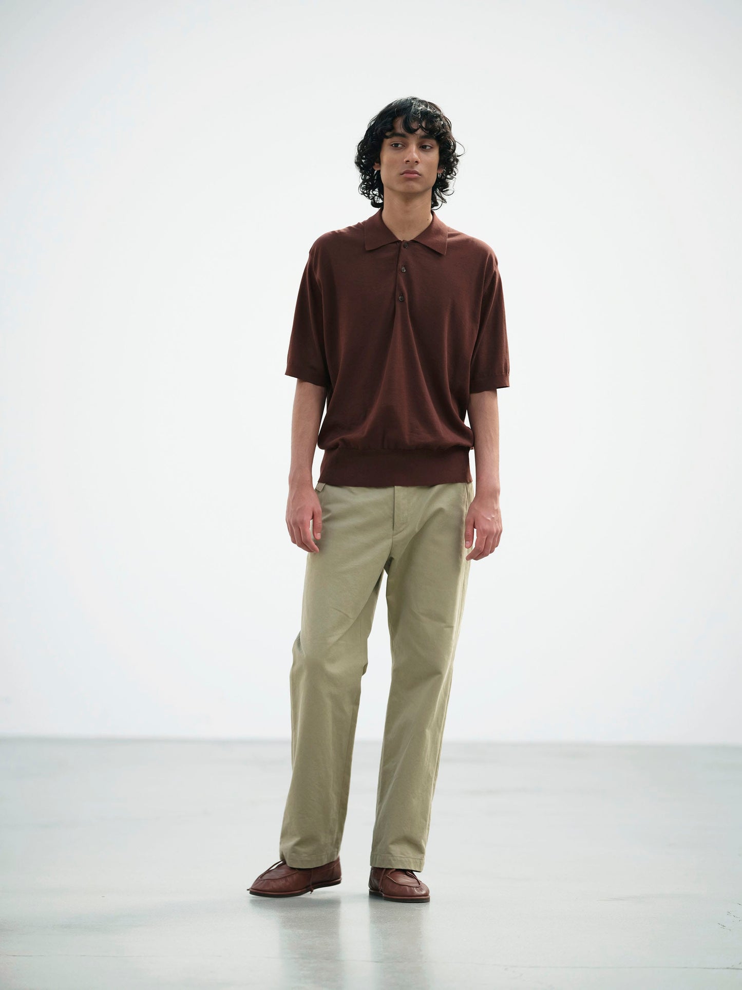 AURALEE SUPER HIGH GAUGE COTTON KNIT POLO