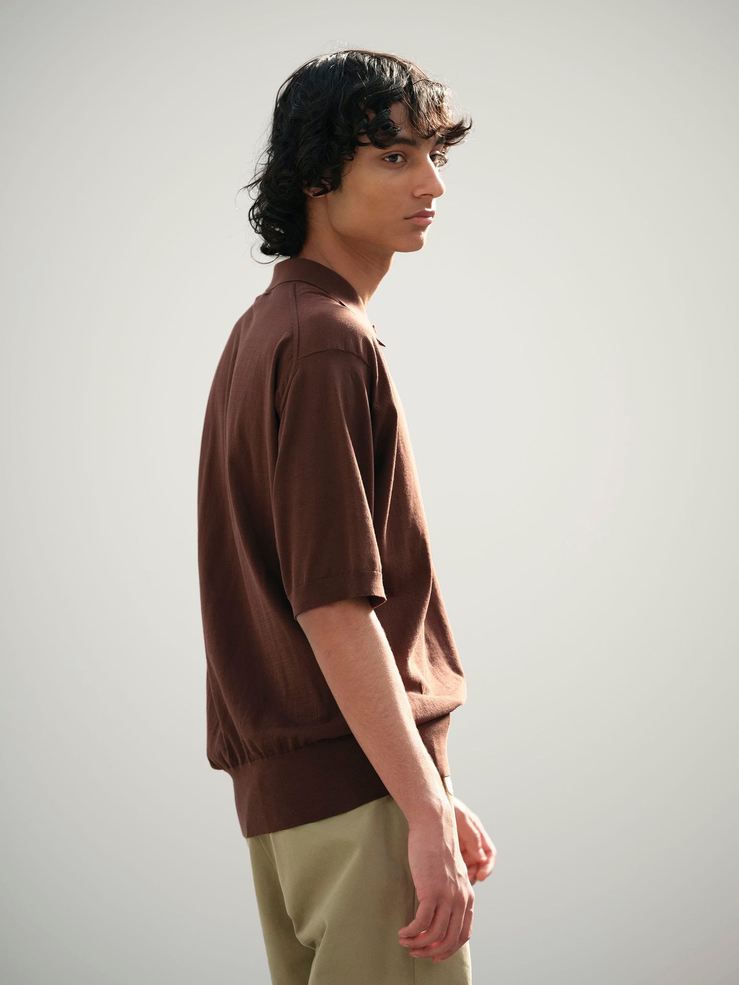 AURALEE SUPER HIGH GAUGE COTTON KNIT POLO