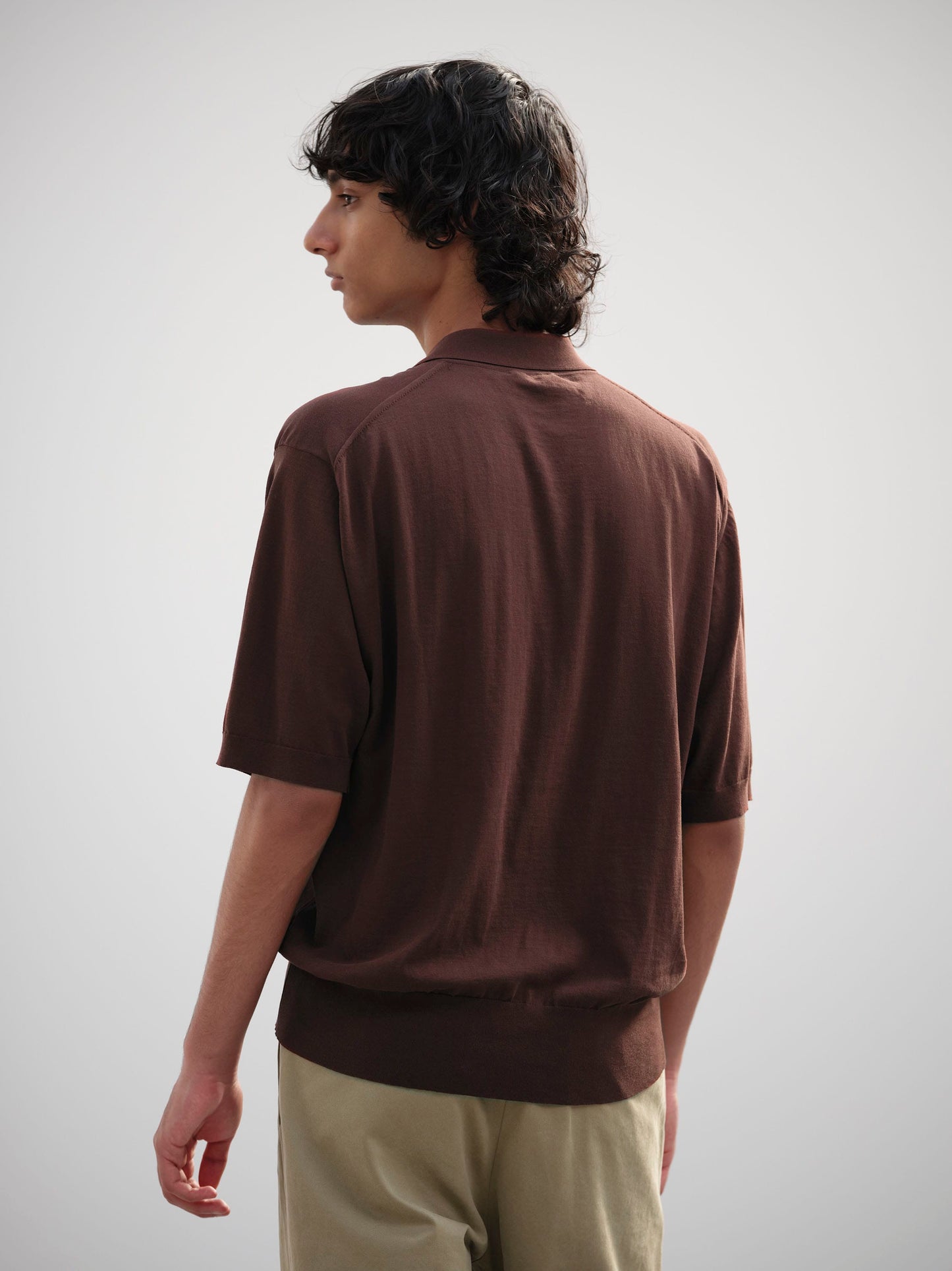 AURALEE SUPER HIGH GAUGE COTTON KNIT POLO