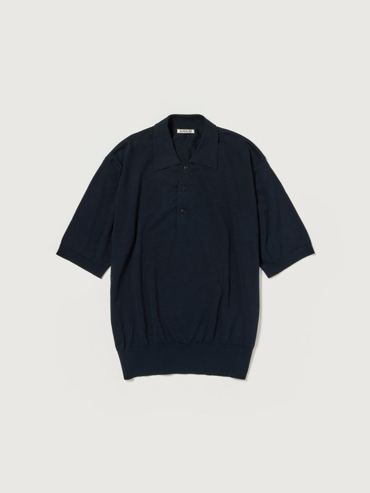 AURALEE SUPER HIGH GAUGE COTTON KNIT POLO