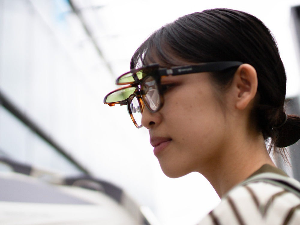 JINS × Snow Peak JINS Switch Flip Up +360° Wellington Sunglasses Brown