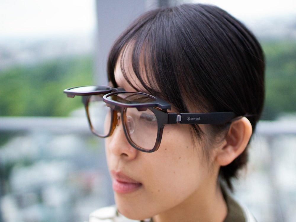 JINS × Snow Peak JINS Switch Flip Up +360° Wellington Sunglasses Brown