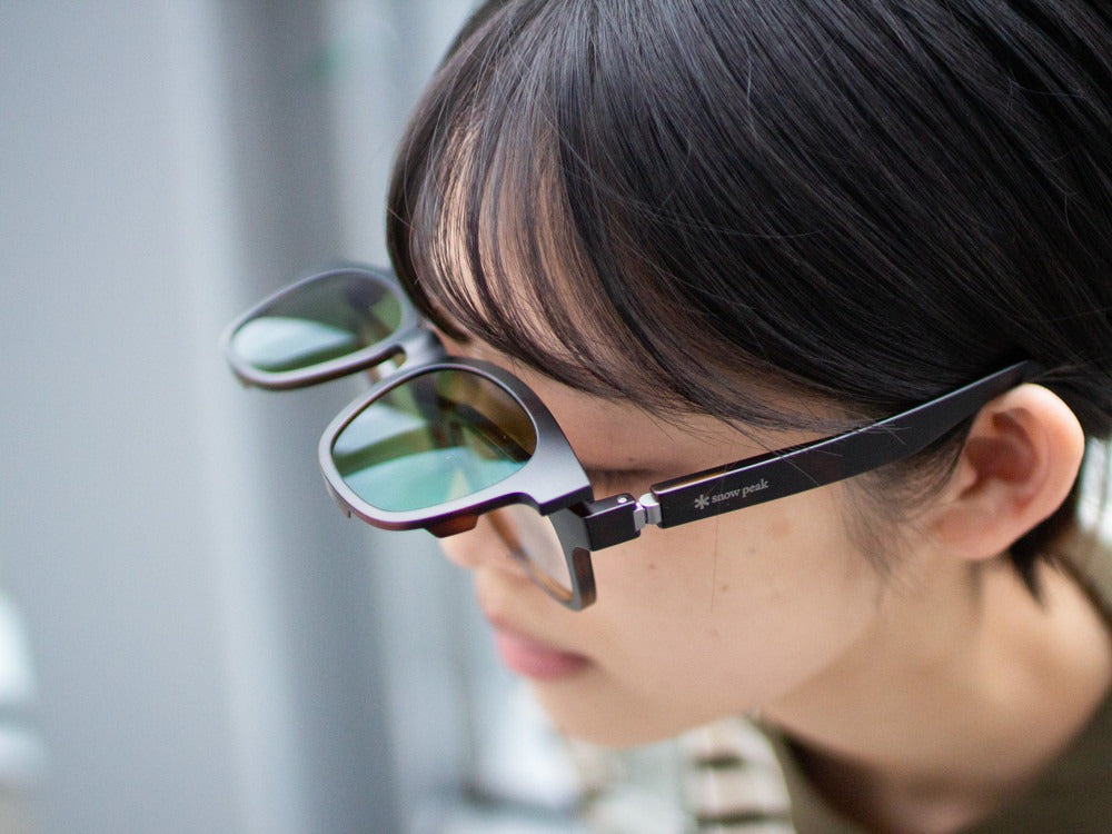 JINS × Snow Peak JINS Switch Flip Up +360° Wellington Sunglasses Brown