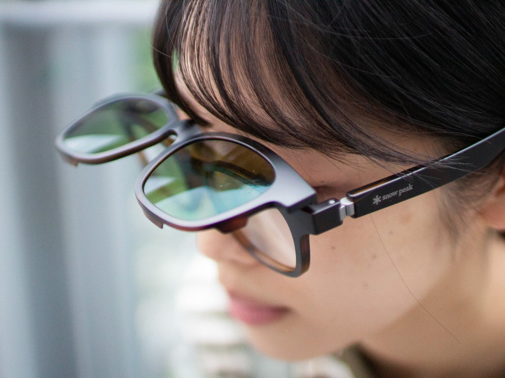 JINS × Snow Peak JINS Switch Flip Up +360° Wellington Sunglasses Brown