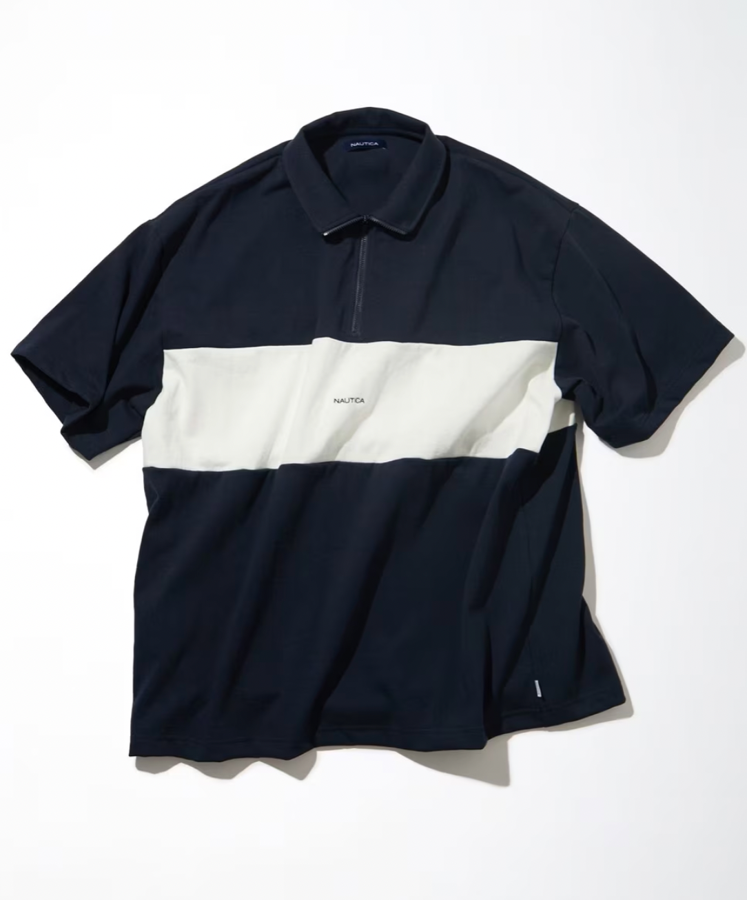 NAUTICA JAPAN Panel Border Half Zip Tee