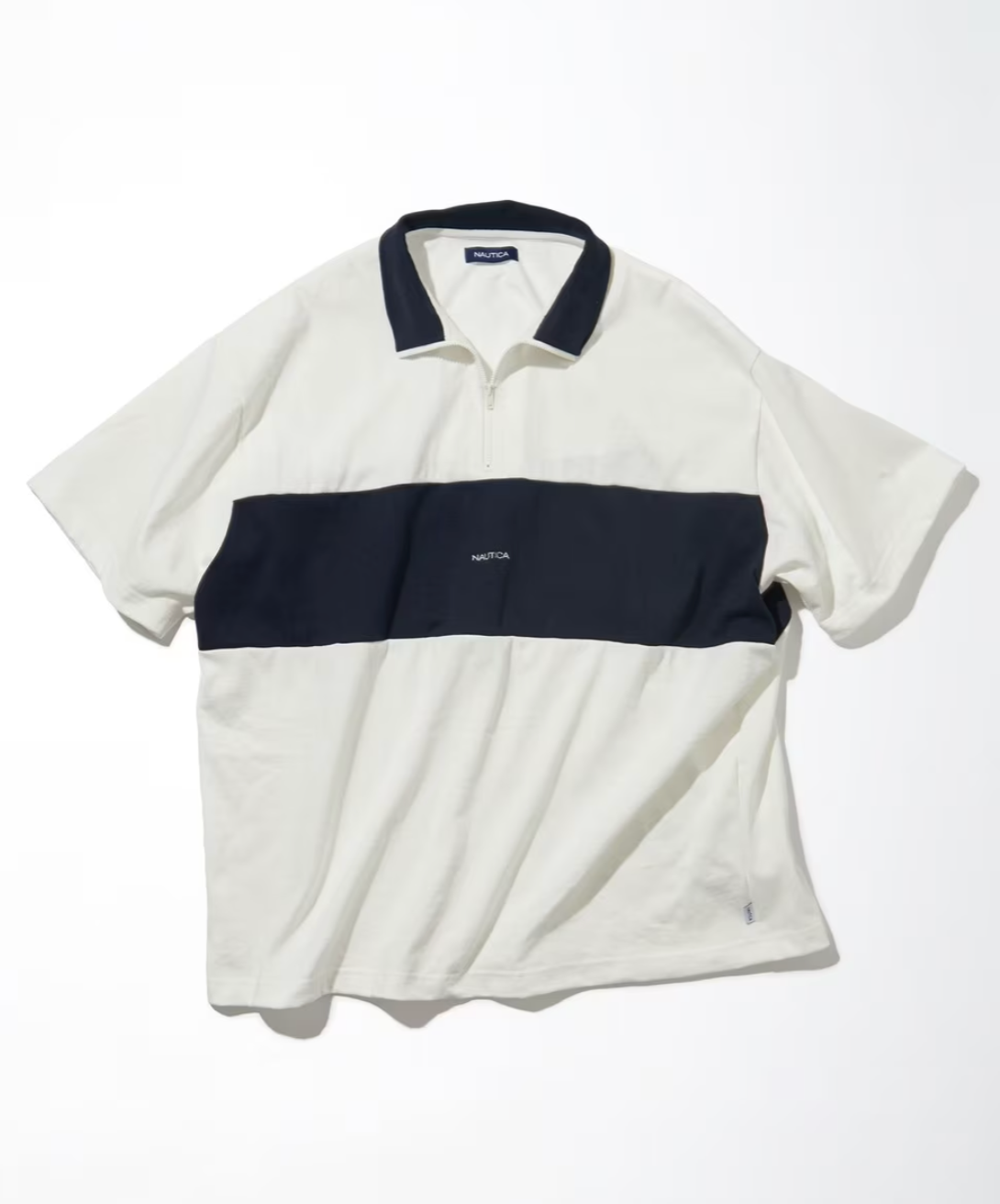 NAUTICA JAPAN Panel Border Half Zip Tee
