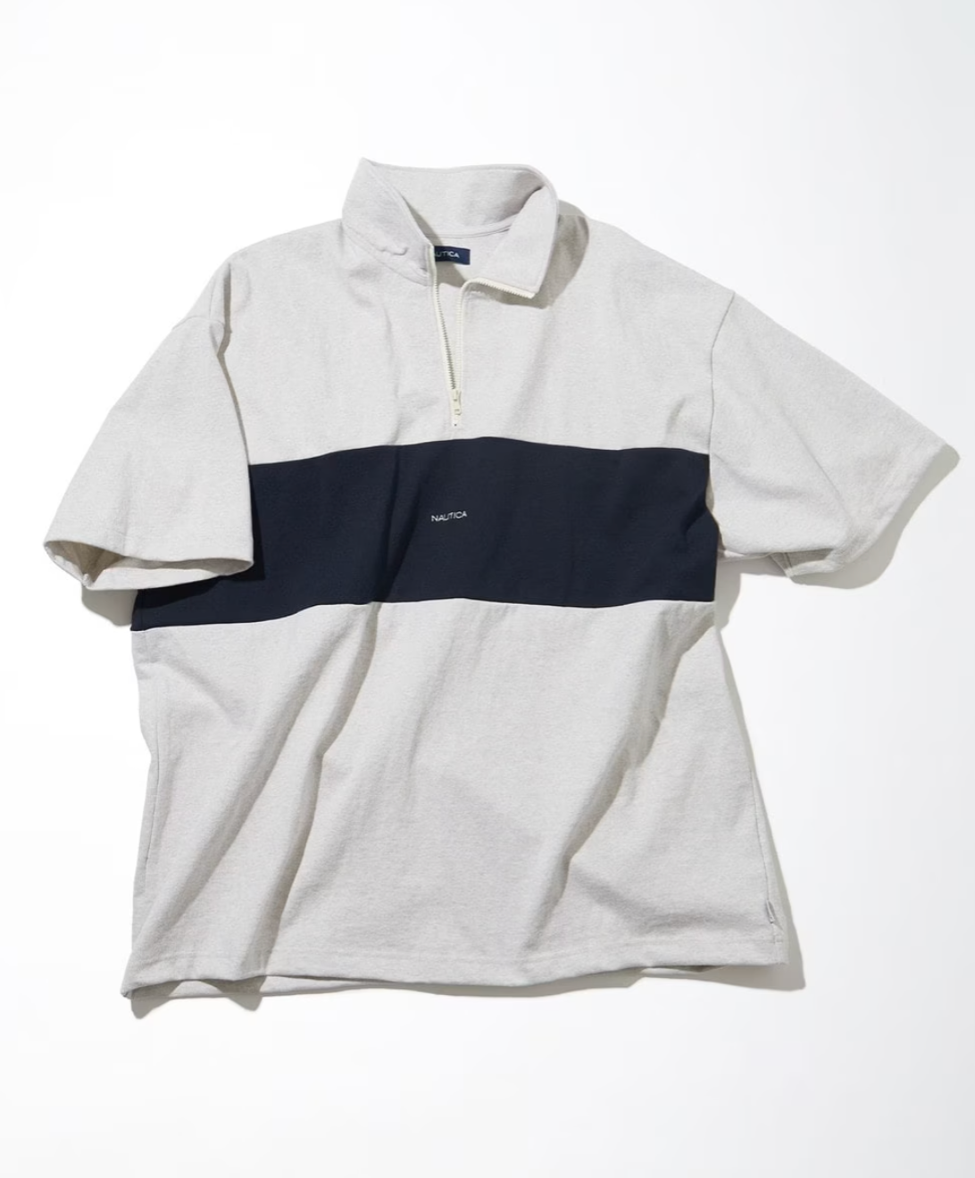NAUTICA JAPAN Panel Border Half Zip Tee