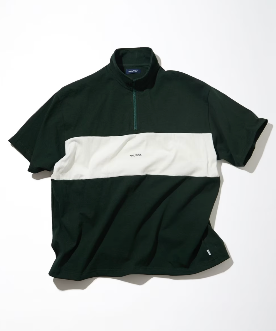 NAUTICA JAPAN Panel Border Half Zip Tee