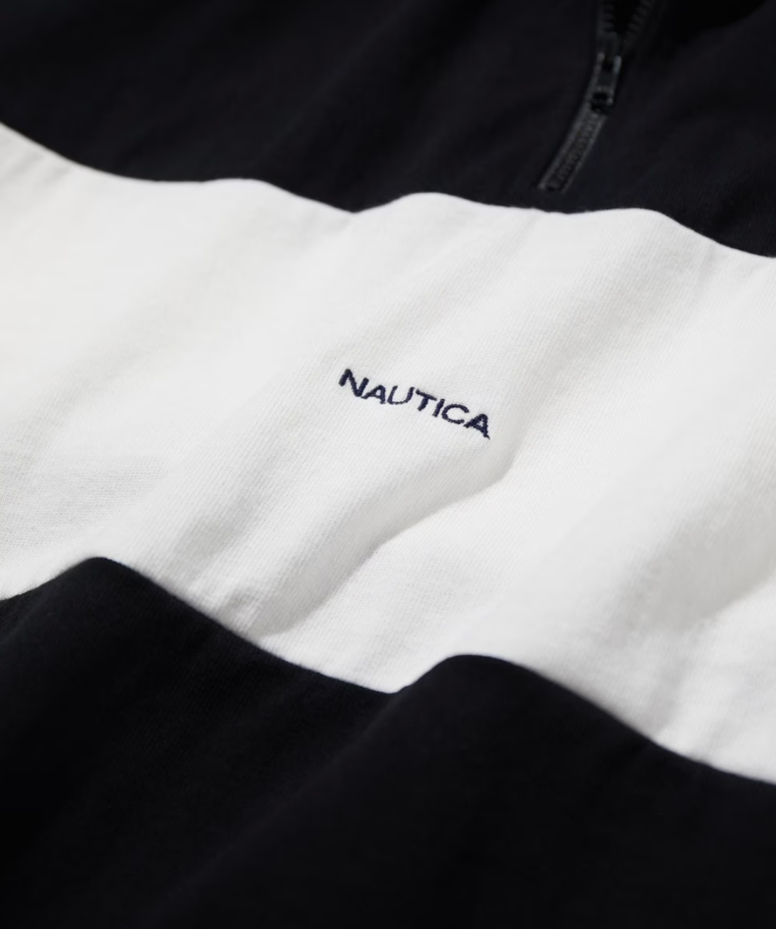 NAUTICA JAPAN Panel Border Half Zip Tee