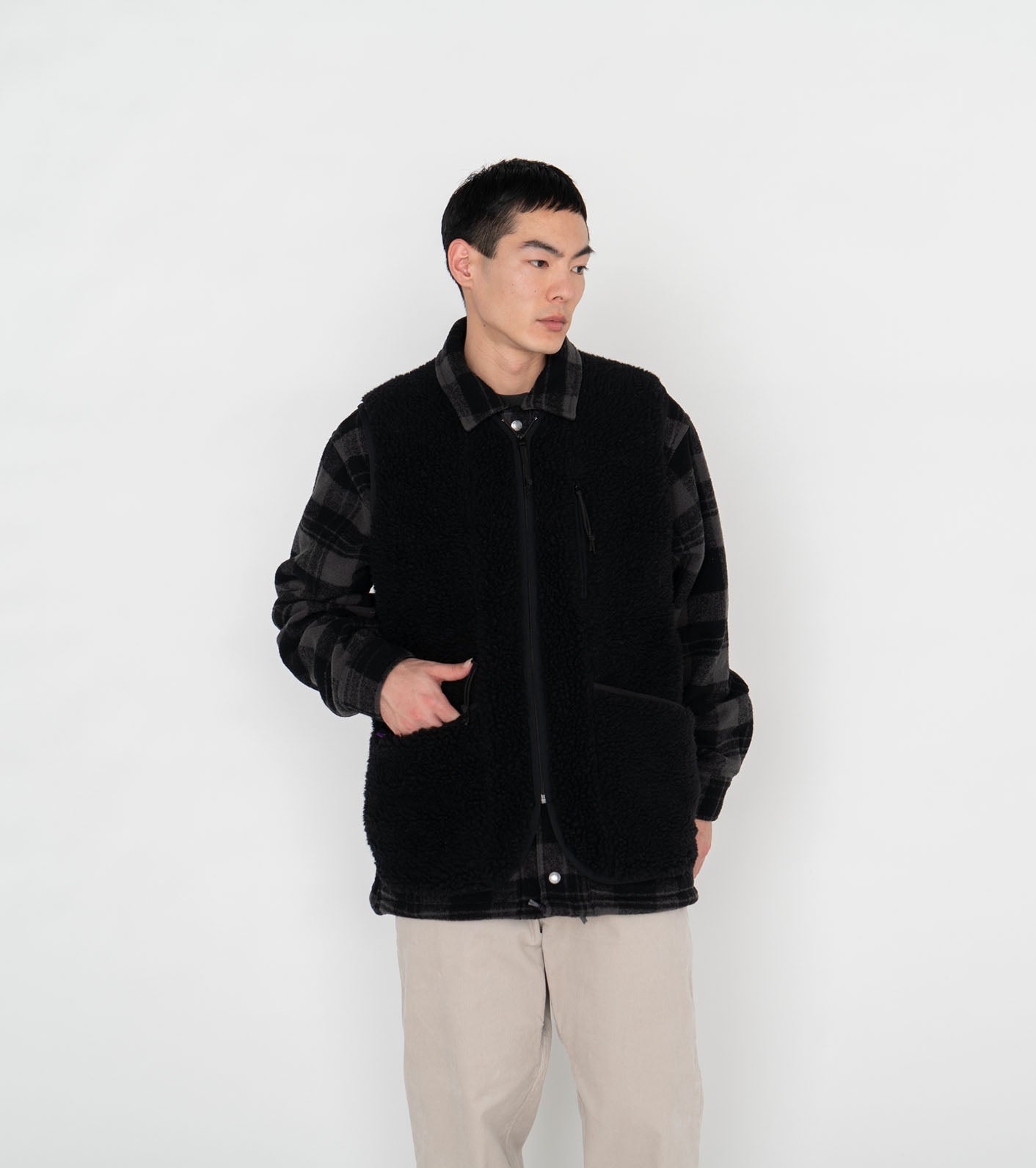 THE NORTH FACE PURPLE LABEL Wool Boa WINDSTOPPER Field Vest