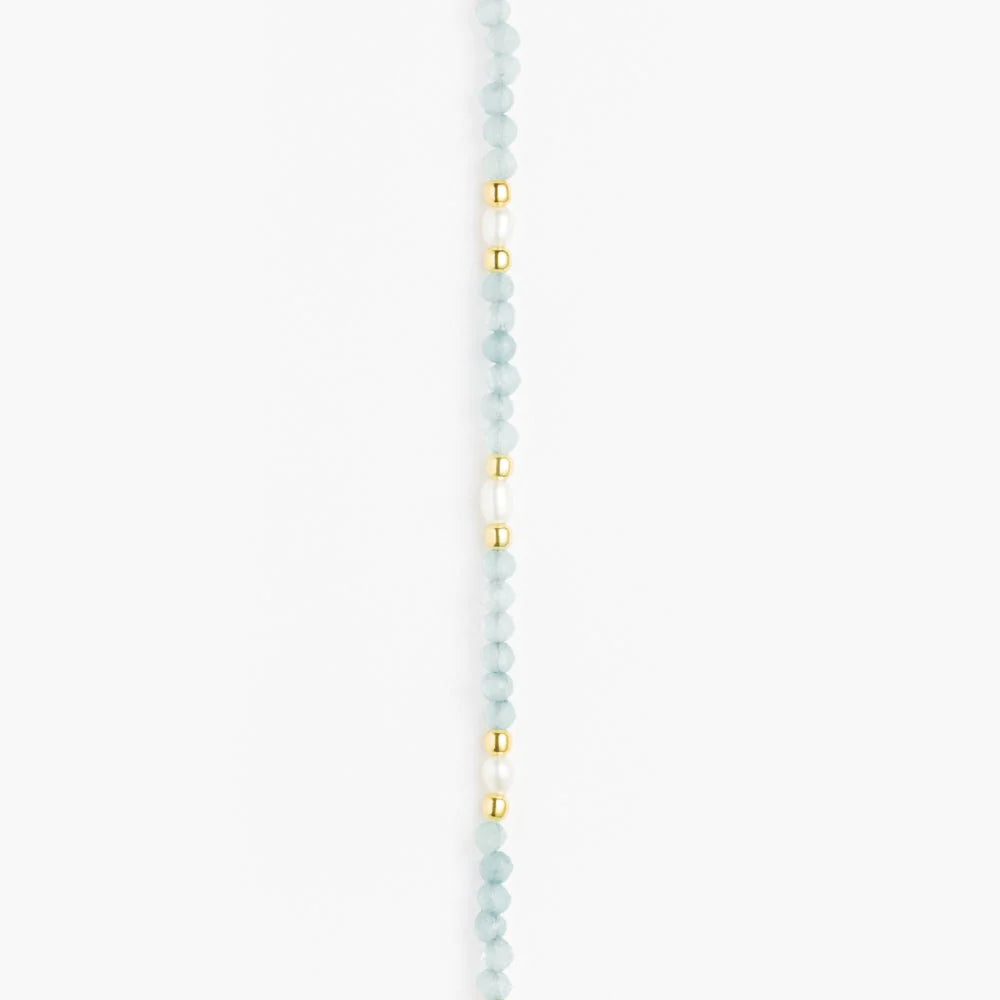 MARIHA Dream Dust Necklace Oval Pearl x Aquamarine 42cm