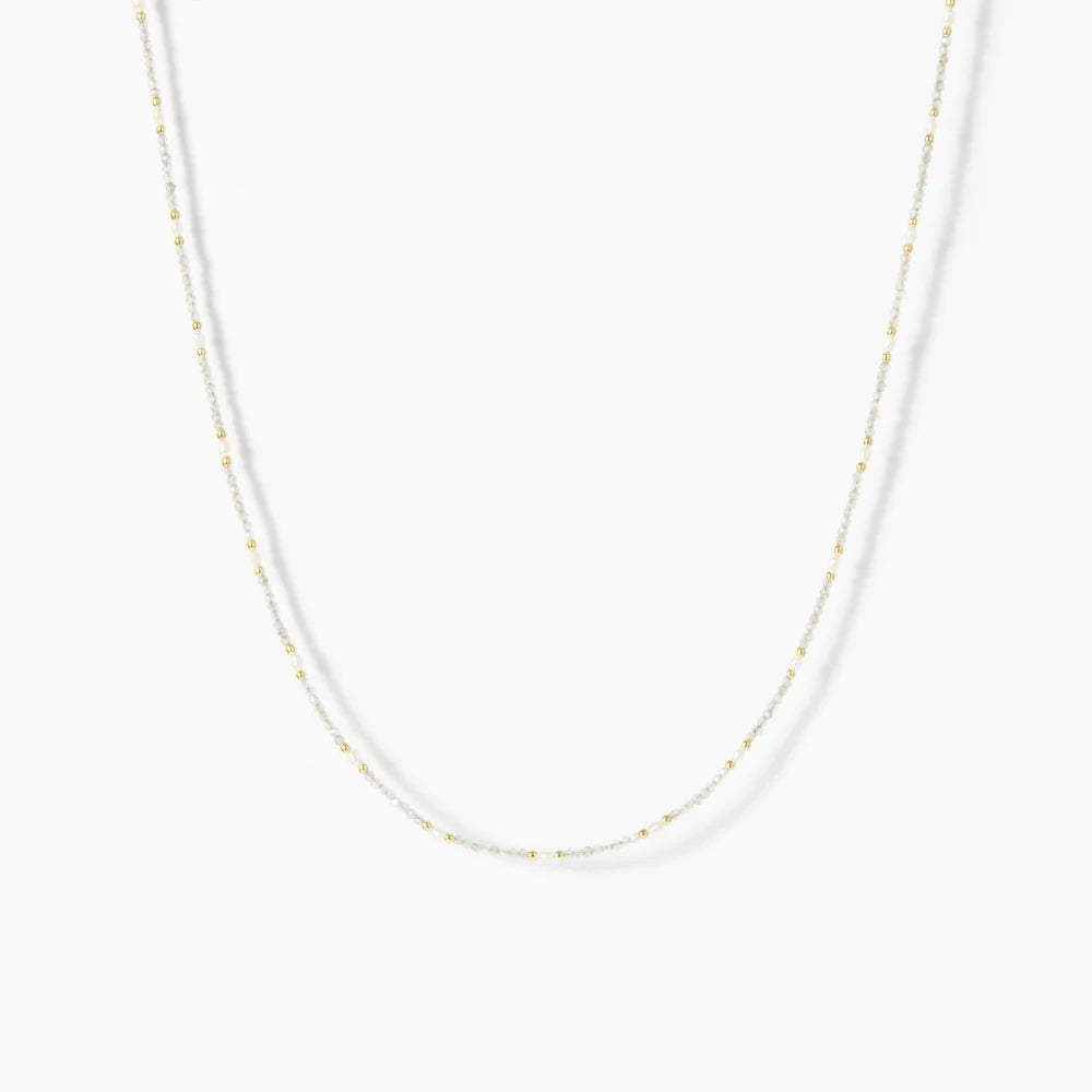 MARIHA Dream Dust Necklace Oval Pearl x Labradorite 42cm