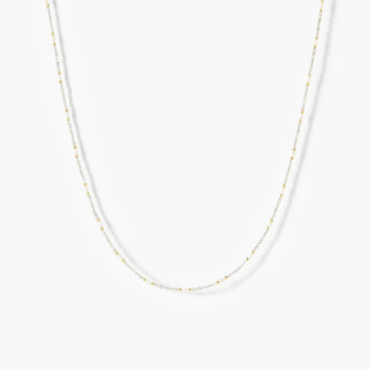 MARIHA Dream Dust Necklace Oval Pearl x Labradorite 42cm