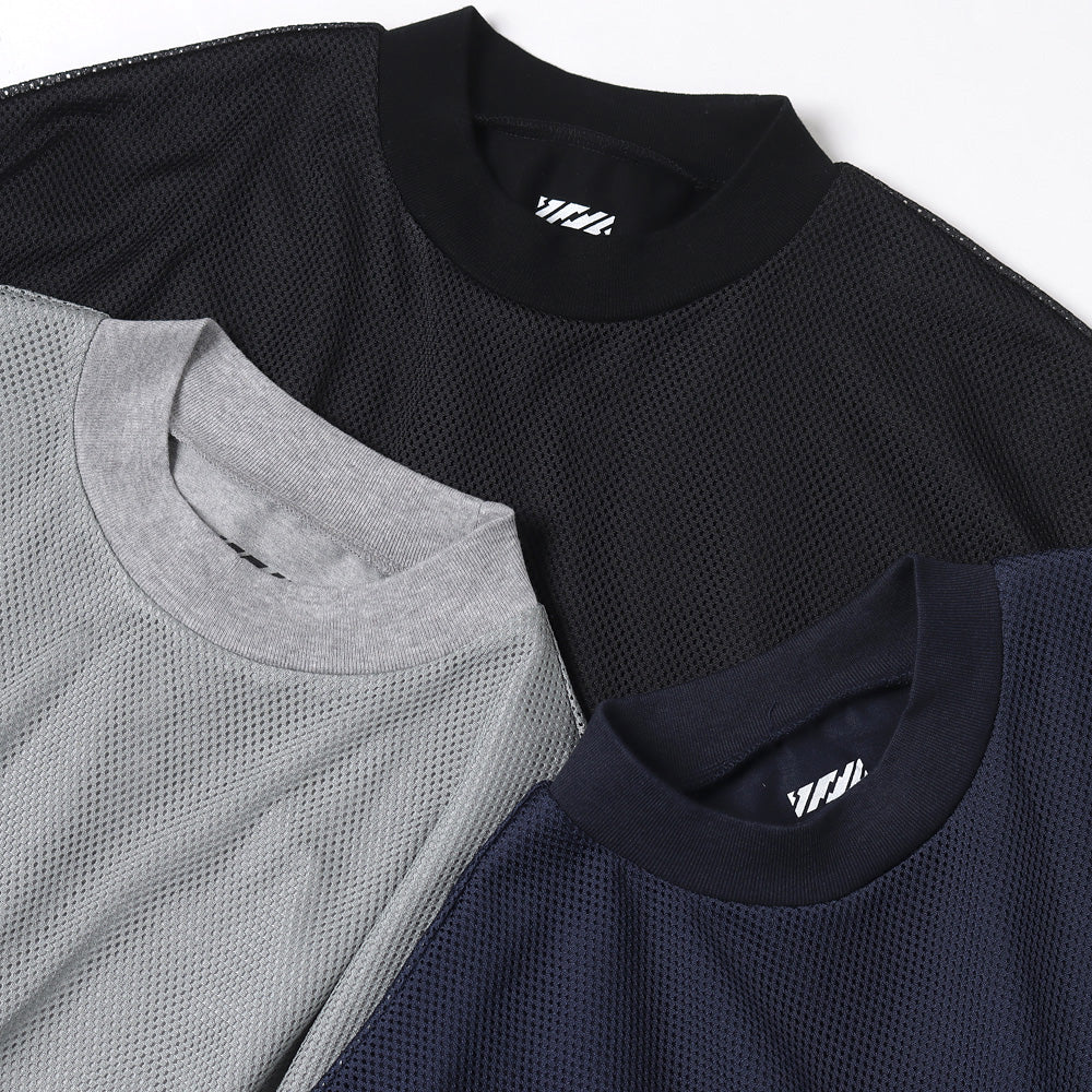 is-ness BALLOON DOUBLE LAYERED MESH SHORT SLEEVE T-SHIRT