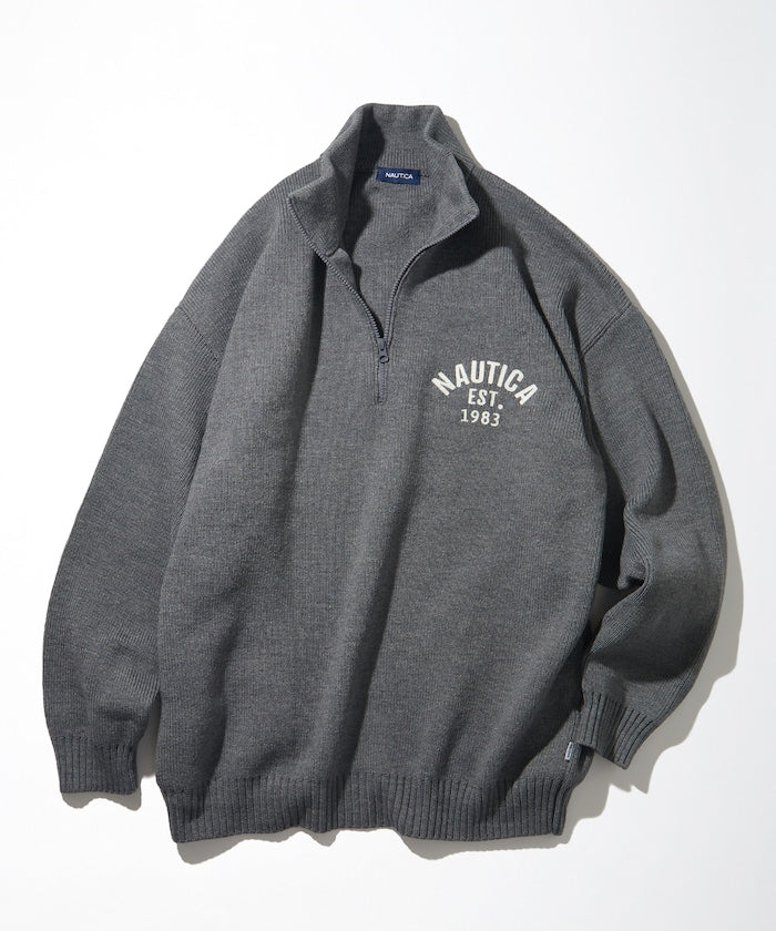 NAUTICA JAPAN Felt Patch Arch Logo Harfzip Sweater