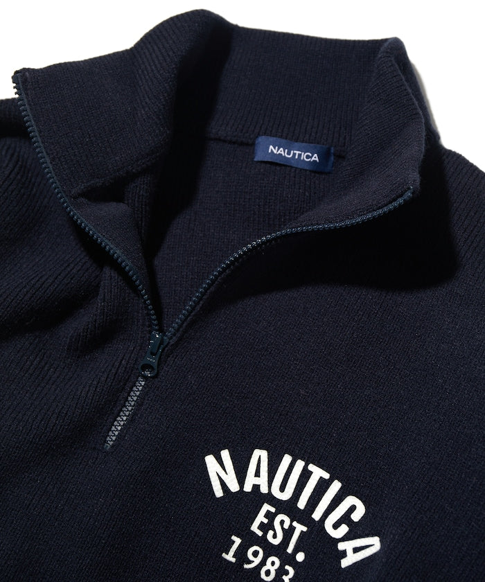 NAUTICA JAPAN Felt Patch Arch Logo Harfzip Sweater