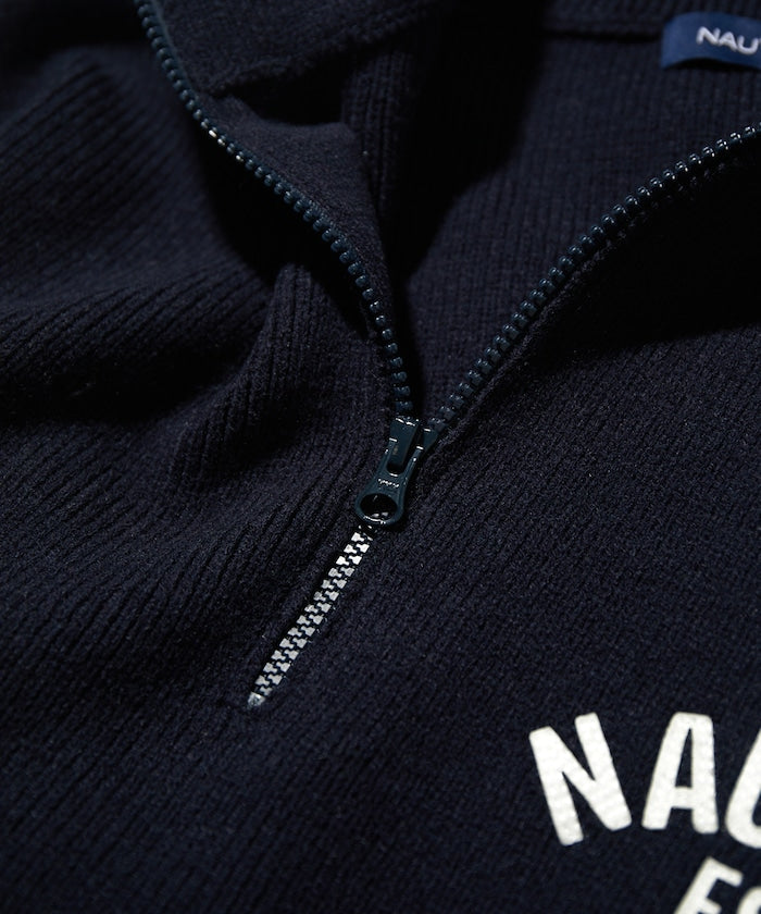 NAUTICA JAPAN Felt Patch Arch Logo Harfzip Sweater