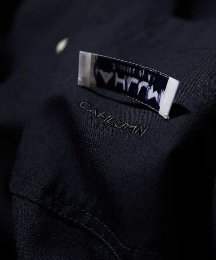 CAHLUMN Saxony Chain Stitch Open Collar Shirt