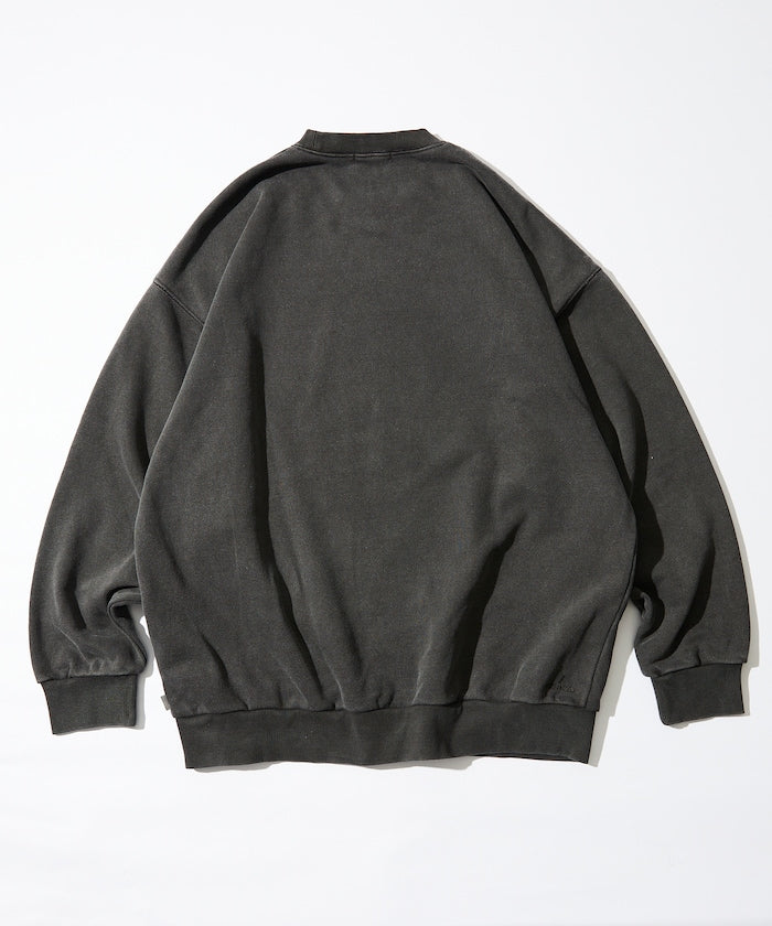 NAUTICA JAPAN Pigment Dyed Felt Patch Arch Logo Crewneck Sweatshirt