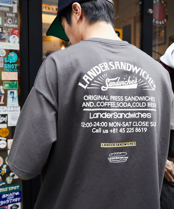 LANDER SANDWICHES x FREAK'S STORE Burger Factory Special Big Silhouette Back Print Crew Neck T-shirt