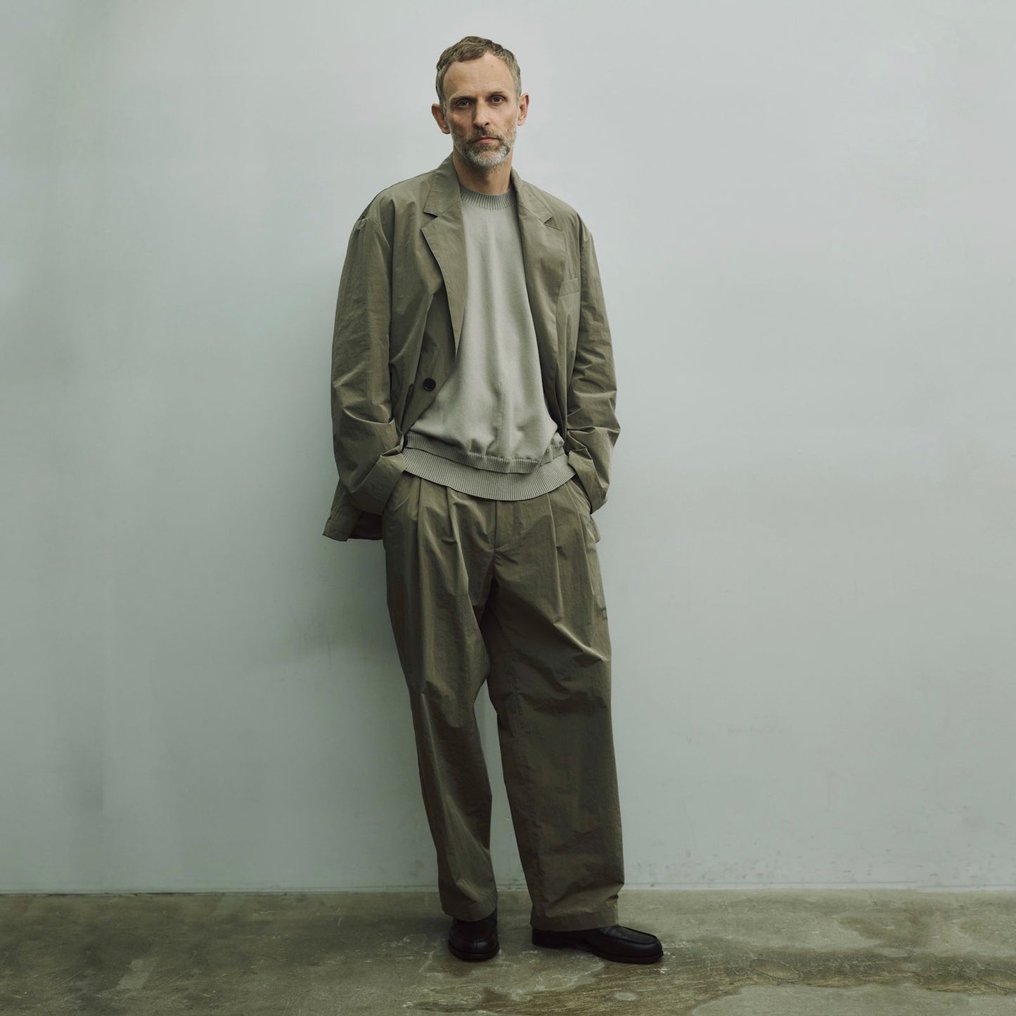 ssstein WINDPROOF NYLON EASY WIDE TROUSERS