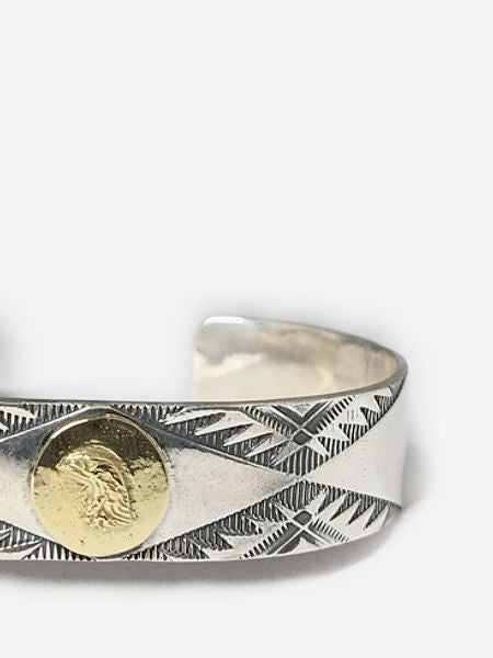 LARRY SMITH EAGLE HEAD BRACELET -18K GOLD ACCENT×RUG PATTERN-
