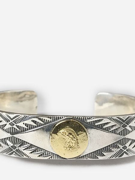 LARRY SMITH EAGLE HEAD BRACELET -18K GOLD ACCENT×RUG PATTERN-