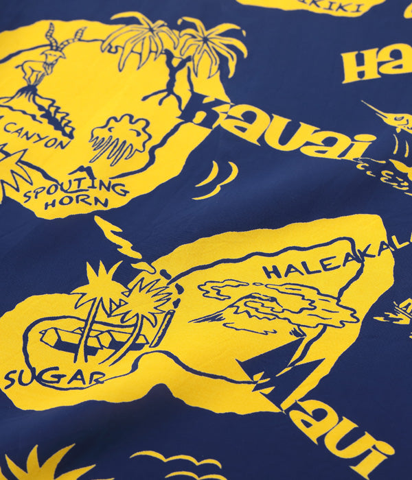 SUN SURF RAYON HAWAIIAN SHIRT “SHOWING HAWAIIAN ISLAND”