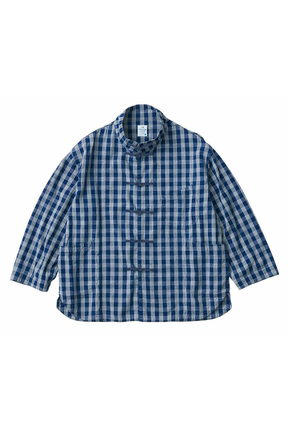 安い低価PORTER CLASSIC PALAKA ZIP UP SHIRT ポータークラシック パラカ ハーフジップ プルオーバーシャツ チェック S ネイビー Sサイズ