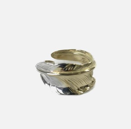 LARRY SMITH KAZEKIRI FEATHER RING -SILVER & 18K GOLD-