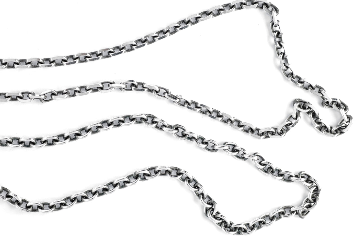 Peanuts&Co SKULL HOOK CHAIN ALL SILVER (ROUND OR SQUARE)
