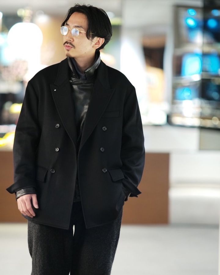 Porter Classic CASHMERE DE GAULLE DOUBLE TAILORED JACKET W/PLATINUM CHARM(BABY CASH)