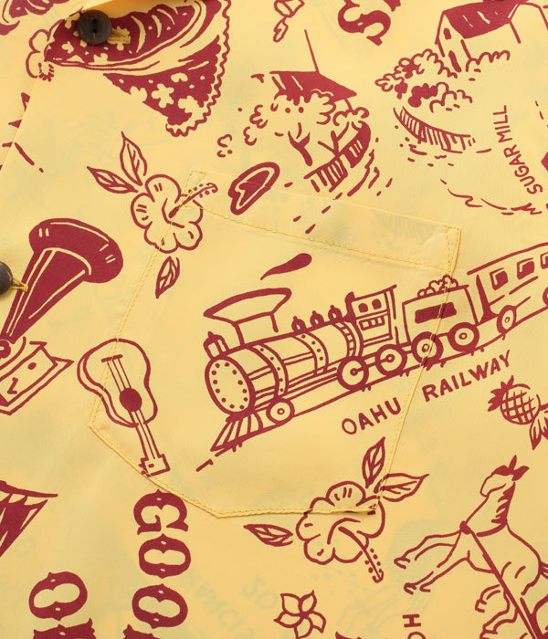 SUN SURF RAYON HAWAIIAN SHIRT “GOOD OLD DAYS”