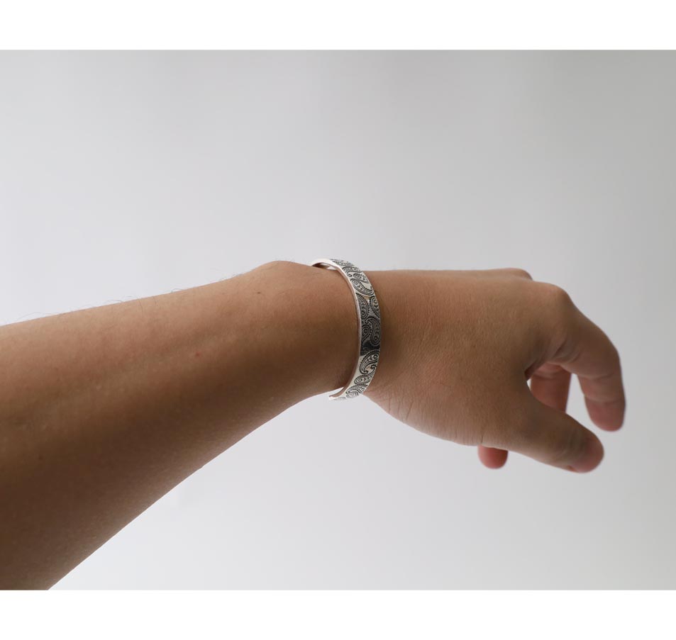 NORTH WORKS Paisley Silver Bangle BR-7083