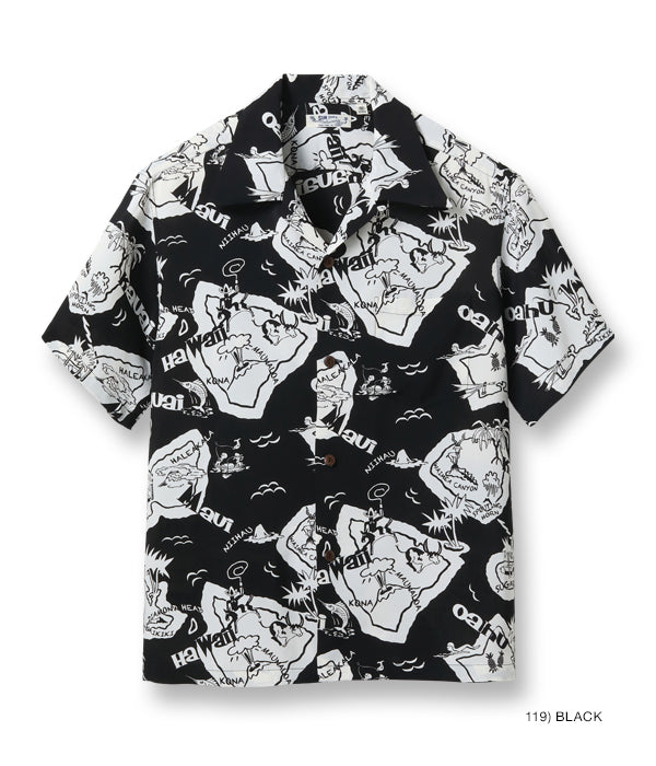 SUN SURF RAYON HAWAIIAN SHIRT “SHOWING HAWAIIAN ISLAND”