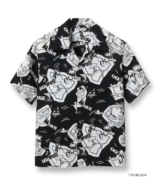 SUN SURF RAYON HAWAIIAN SHIRT “SHOWING HAWAIIAN ISLAND”