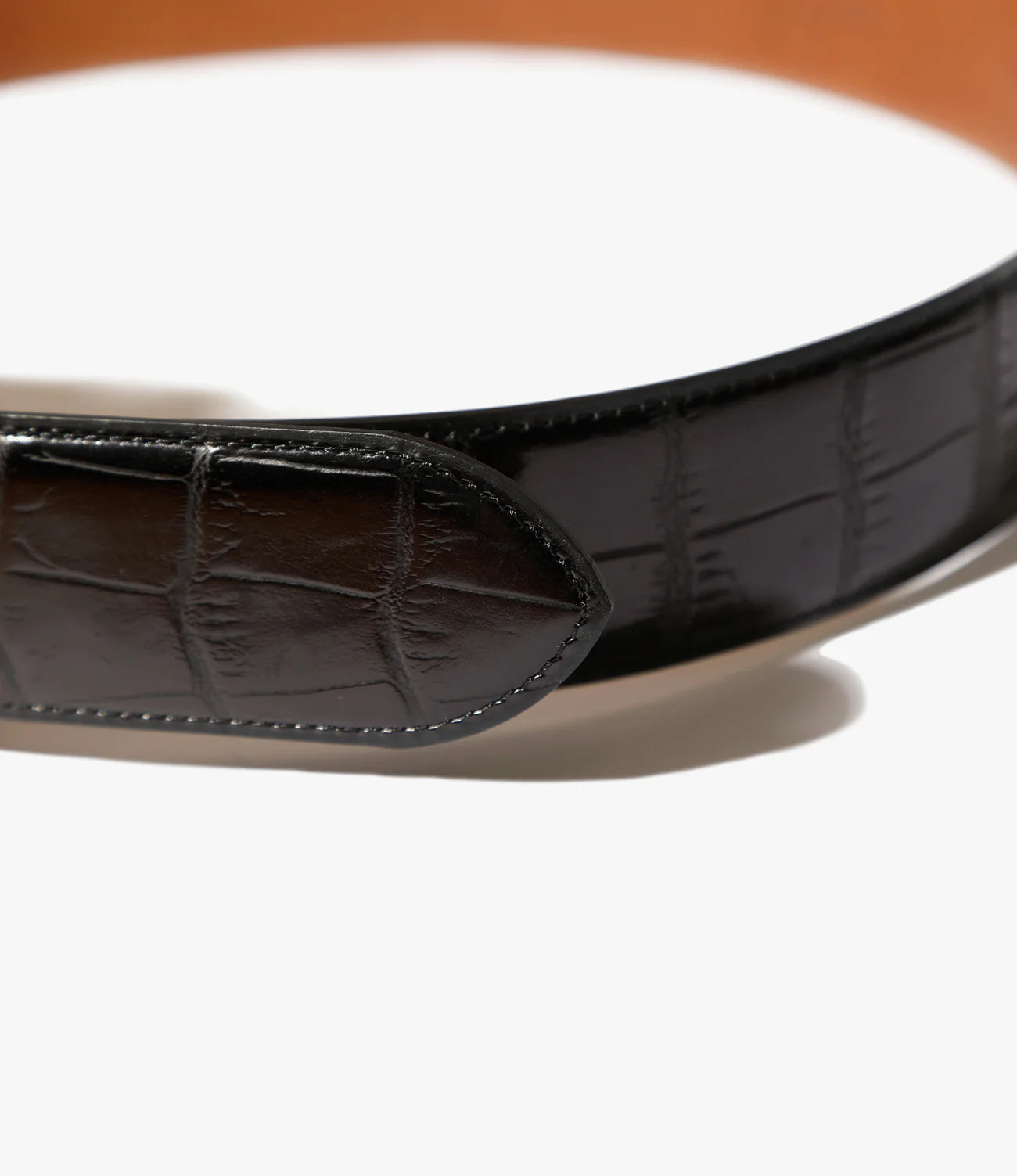 Needles Peace Buckle Belt - Crocodile Embossed Leather